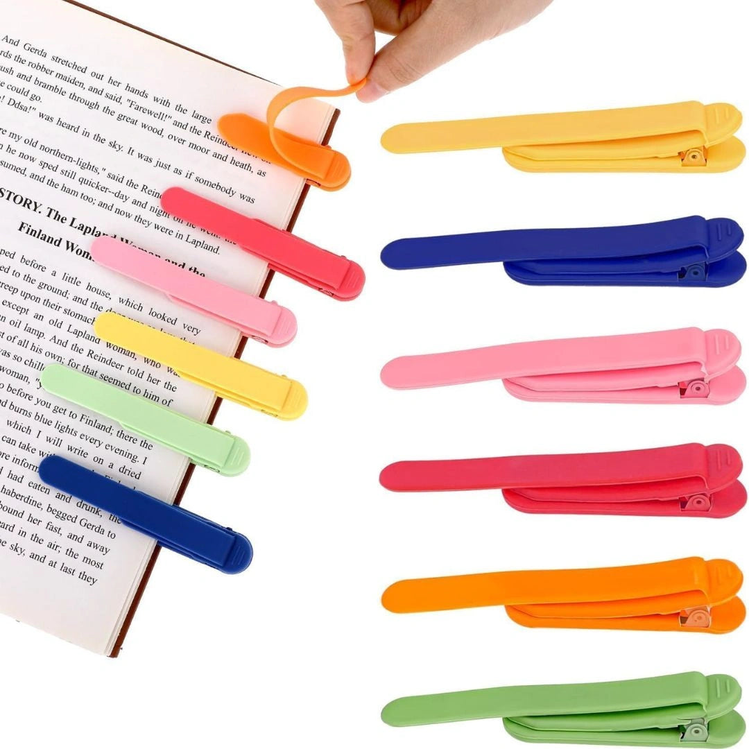 Flexible silicone bookmark clips for books